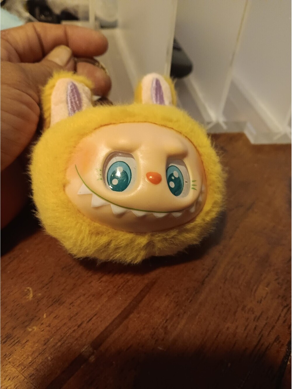 POP MART Yellow Plush Keychain with Character Face